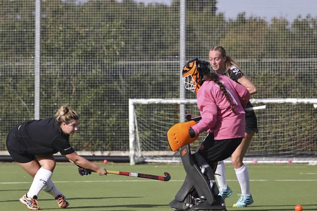 Fareham 3rds (black) v Portsmouth 3rds. Picture: Barry Zee