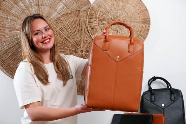 Charlotte Carter of Stamshaw, whose business, Carter Bags, is booming after a post of hers about one of her laptop bags made from sustainable materials, went viral on social media
Picture: Chris Moorhouse (jpns 071221-27)