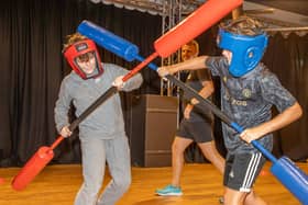 Y+ Youth Services are running an HAF Programme, sponsored by Portsmouth City Council at Portsmouth Guildhall, for kids between 11-16 with Gladiator themed activities. Pictured - Kids enjoying the activities on offer from Y+.