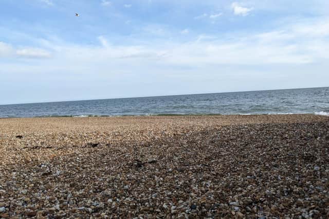Our surroundings as we ate on a Hayling beach.