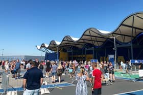 Members of the public are seen queuing around the car park to gain entry into the newly reopened Southampton branch of IKEA on June 1 in Southampton (Photo by Naomi Baker/Getty Images)