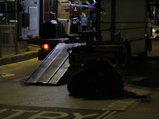 A 'suspicious package' was disposed of by the bomb squad at The Hard in Portsmouth last night. Picture: Jack