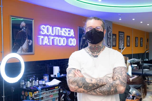 Southsea Tattoo Company's Tim Childs.
Picture: Keith Woodland (051220-4)