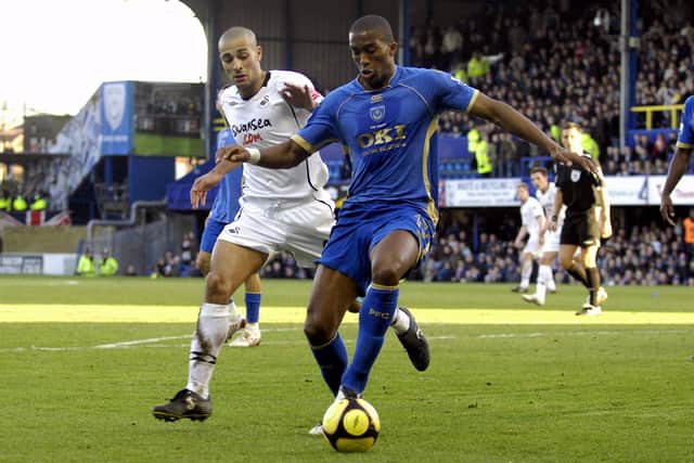 Sylvain Distin in action for Pompey. Picture: Will Caddy