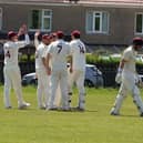 Early joy for Gosport Borough as Fareham &  Crofton opener Tom Kent is dismissed. Picture: Sam Stephenson.