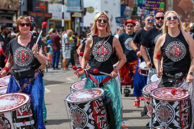 If you have never seen the Portsmouth-based Batala perform then you are in for a treat! The brilliant 270-person samba band will be performing in a number of locations through the weekend - they will not be hard to miss!Picture: Chris  Moorhouse (290624-263)