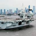 HMS Queen Elizabeth arrives in New York ahead of hosting the Atlantic Future Forum  in 2022.