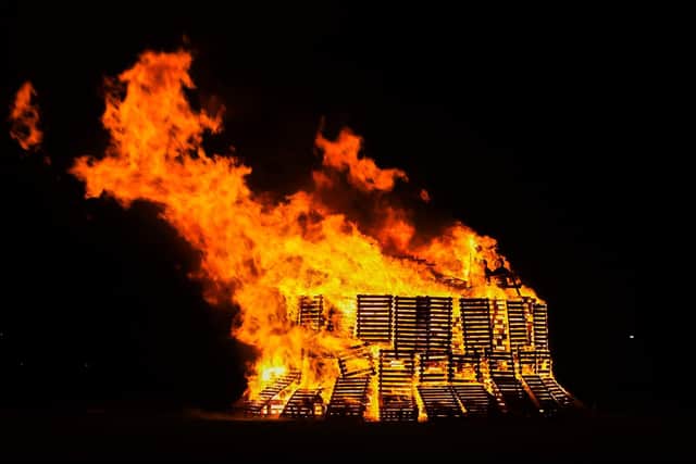 The bonfire at the HMS Sultan fireworks display this year. Photos by Alex Shute