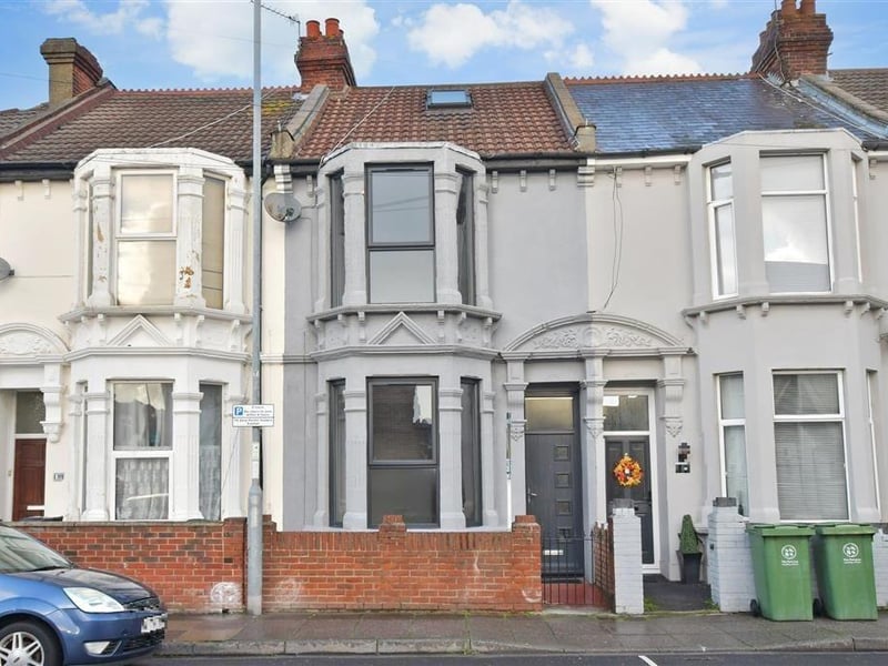 This detached terrace house in Angerstein Road, North End, has three bedrooms, a bathroom, living room, dining room, garden and a downstairs toilet. It has no forward chain and is on the market with Cubitt & West - Portsmouth/Zoopla priced at £250,000.