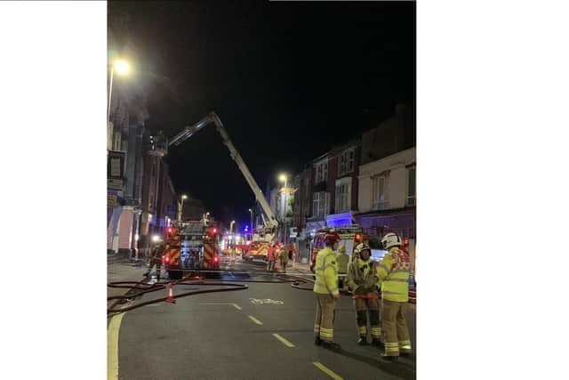 Firefighters in Kingston Road, Portsmouth, tackling a fire in a disused snooker club in the early hours Picture: HIWFRS