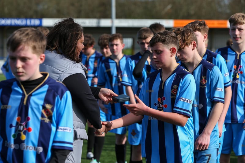 Fleetlands Reds receive their runners-up medals. Picture: Chris Moorhouse