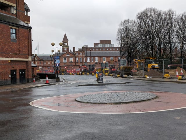 A3 roadworks taking place in Portsmouth city centre.