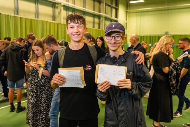 Harry Robinson, Jack Leece with GCSE results. Picture: Matthew Clark