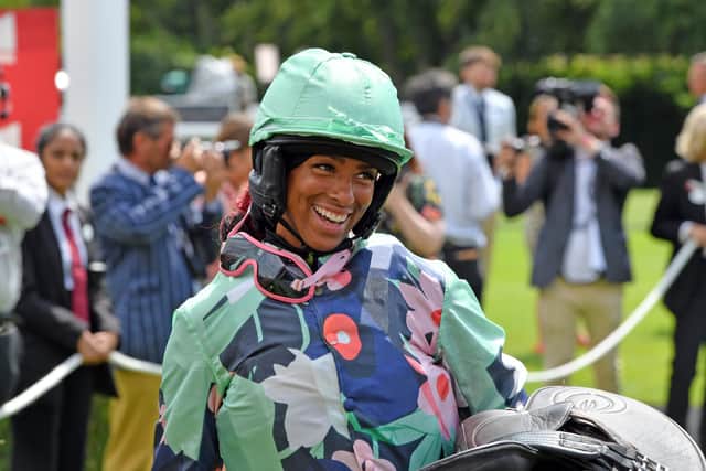 A jockey at Goodwood Ladies' Day 2022.