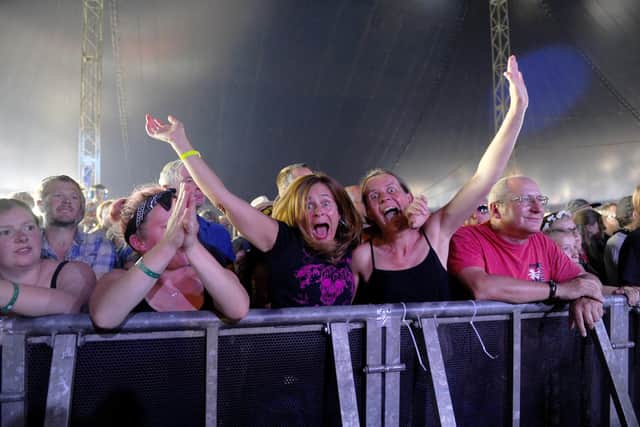 Revellers enjoying the music at Wickham Festival 2022. Picture: Sarah Standing (060822-7868)