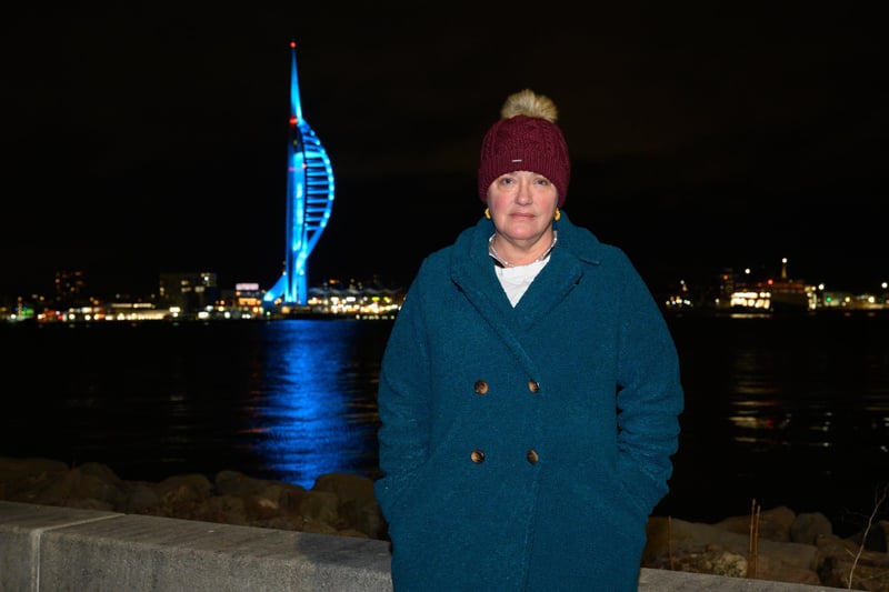 Deryn Martin with the Spinnaker Tower in the background.