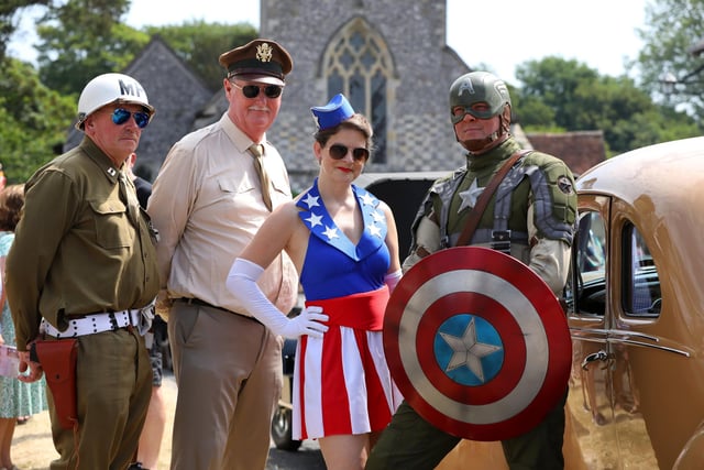 L to R: Paul Magee, Colin Cass, Toni Chewins and Darren Ward as Captain America.