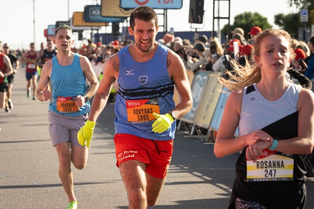 Pictured is: Runners cross the line to finish

Picture: Keith Woodland (151021-586)