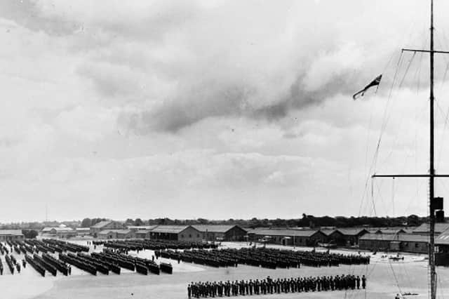 Early days at HMS Collingwood with thousands on the parade ground in 1943. Picture: IWM-A-18928