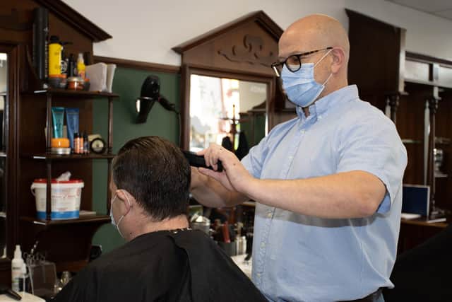 Sean Haines at Stephen's Barbers. Photos by Alex Shute