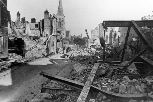 Palmerston Road, Southsea, during The Blitz.