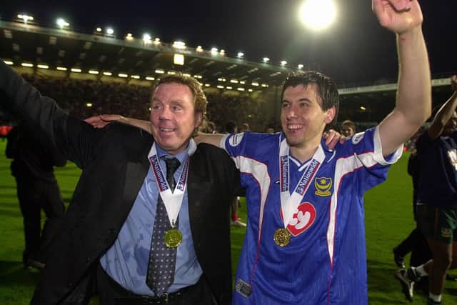 Harry Rednapp celebrates winning the Division One title with Svetoslav Todorov.

PICTURE:STEVE REID(032070-117)