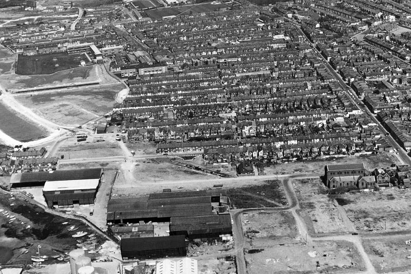 Wasteland in the foreground which would become the Rudmore roundabout and flyover