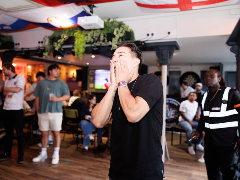 Tensions were high for fans watching England - Switzerland game at Lord John Russell. Picture: Marcin Jedrysiak