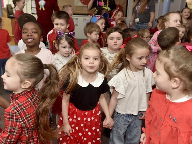 Stamshaw Infant Academy in North End Avenue, Portsmouth, held a Danceathon for Comic Relief on Friday, March 21, 2025. Pictured is: Elisa Baciu.Picture: Sarah Standing (210325-734)