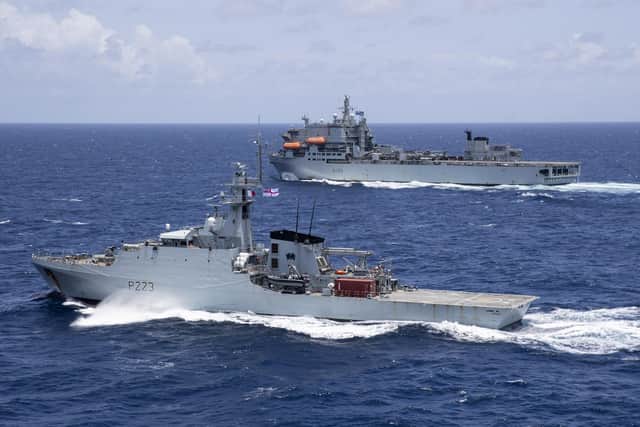 HMS Medway in the Caribbean Sea as part of the Atlantic Patrol Task group working alongside with RFA Argus.