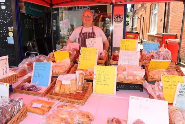 Gosport Market reopened in the High Street on Tuesday, June 2. 

Pictured is: Nicholas Green from Little Slice of Heaven Ltd, at Gosport Market.

Picture: Sarah Standing (020620-9433)