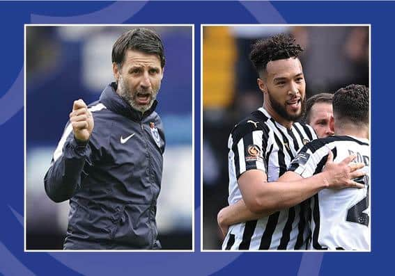 Pompey boss Danny Cowley, left, and Notts County's Kyle Wootton