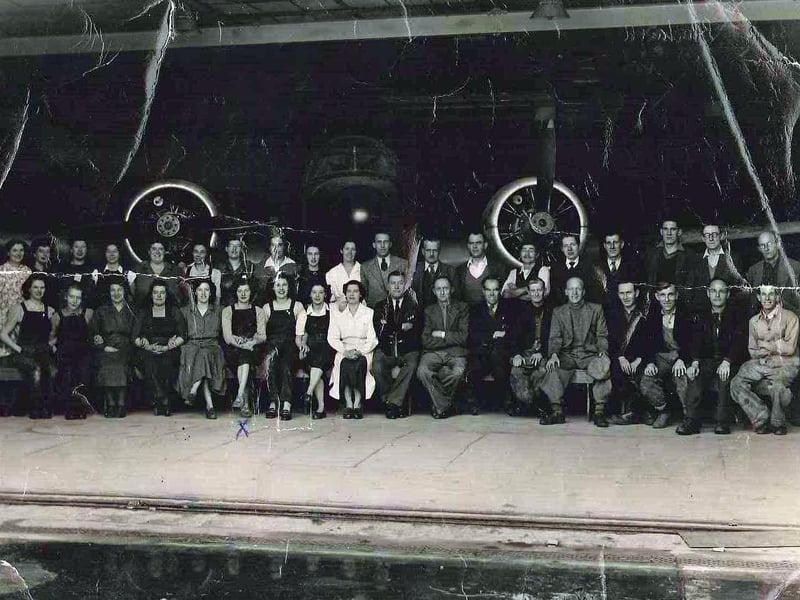 Workers at the de Haviland factory, Eastern Road, Portsmouth, Christmas 1951.
