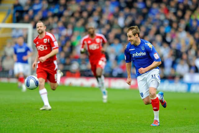 Luke Varney on the attack against Bristol City at Fratton Park. Picture: Allan Hutchings