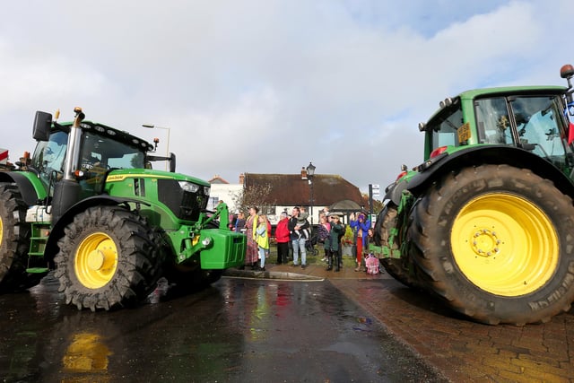 South East Hampshire Young Farmers raising money for the RNLI on their tractor run, in Wickham Square
Picture: Chris Moorhouse (jpns 211023-32)