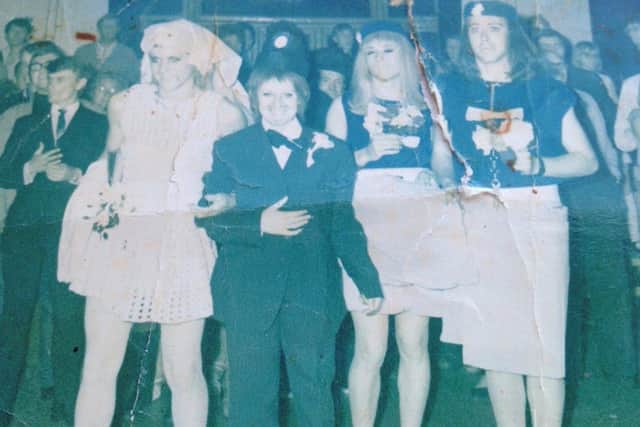 Reg and Patsy Killengray from Bletchley met at Mill Rythe Holiday Village 51 years ago, and returned for a tour for their 50th wedding anniversary. Pictured: Reg and Patsy in their winning costumes for the fancy dress contest as 'Shotgun Wedding'