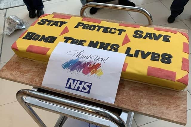 Chef, Jordan Thompson's cake with an important message to support the NHS.