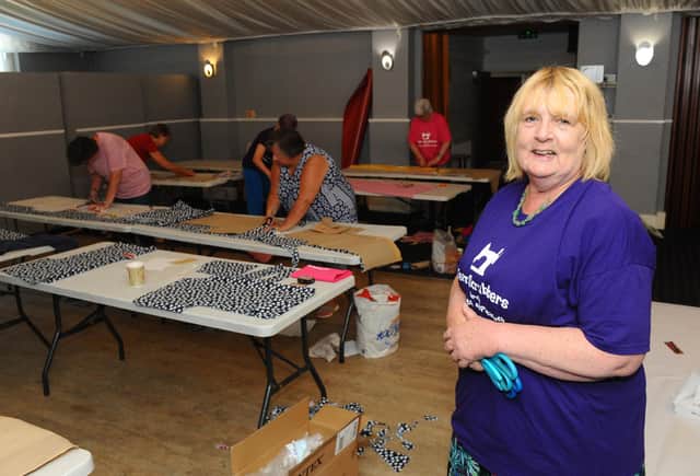 Team Scrubbers at Gosport Masonic Hall in Clarence Road, Gosport, on Friday, May 29, who have been making scrubs, bags and face masks with a team across Hampshire for the last eight weeks.Pictured is: Lin Gell, co-ordinator.Picture: Sarah Standing (290520-9114)