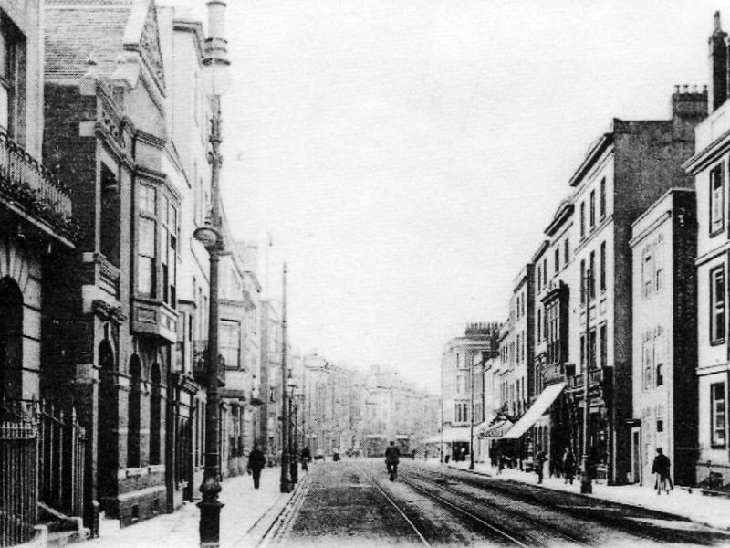 High Street, Old Portsmouth, looking towards the Square Tower, about 1902