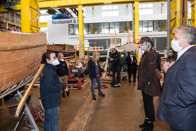 Minister for Digital & Culture, Caroline Dinenage along with Peter Goodship from the Portsmouth Naval Trust on a tour of Boathouse 4.
Photo by Chris Lopez