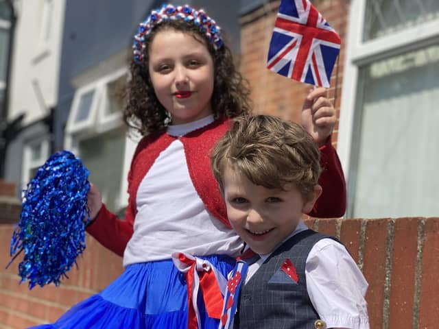 Dressed up for VE Day, Ronnie and Zahra Rad.
 
Photograph by Steve Rad.