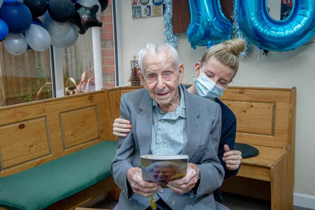 Jack Ruler holding a card from the Queen on his 105th birthday.

Picture: Habibur Rahman
