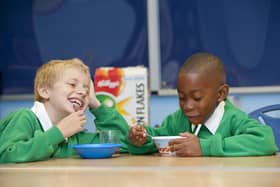 Pupils at St Alfege School, Greenwich, enjoy the Kelloggs Breakfast Club. 