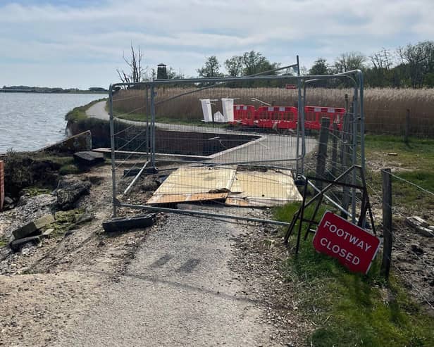 Closed King Charles III England Coast Path in Langstone. Image: FixMyStreet
