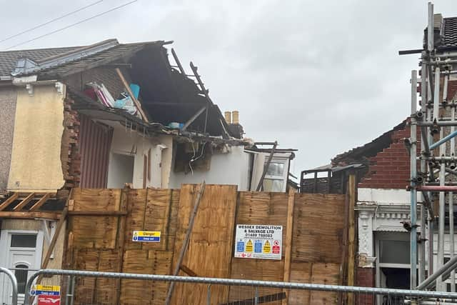 A house that collapsed in Langford Road in December.