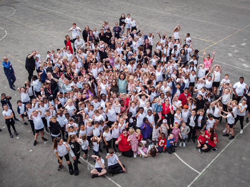 School workout with Joe Wicks at St Paul's Catholic Primary School, Paulsgrove, Portsmouth. Picture: Habibur Rahman