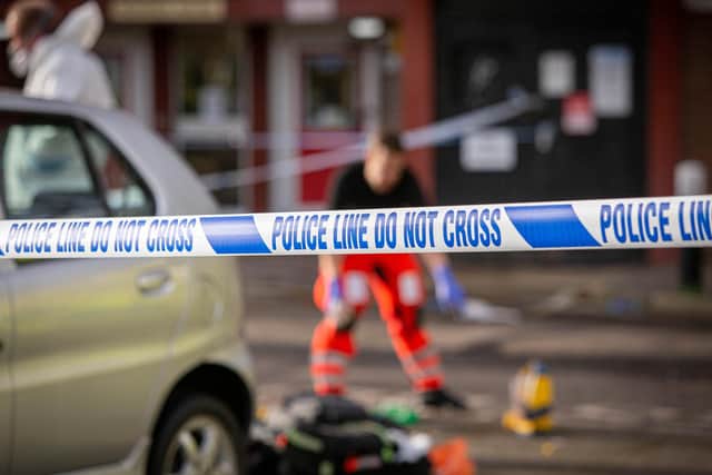 Police tape outside Pickwick House in Buckland, Portsmouth, after Billy-Jay Green died on January 11, 2021. Picture: Habibur Rahman