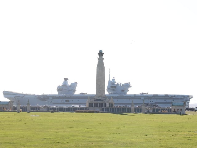 HMS Prince of Wales setting sail from Portsmouth on February 12, 2024, after a previous delay. She is taking part in Nato's largest mission since The Cold War.