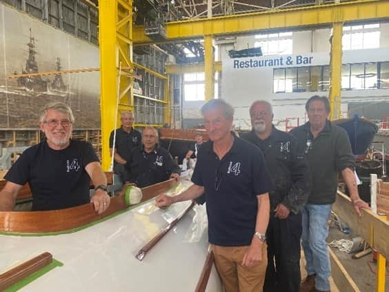 Portsmouth Naval Base Property Trust spends six years creating a replica of the CMB4R.
(From right to left) Team lead David Griffiths and volunteers Mike Scott, Hamo Thornycroft, Tim Deacon, Mike Finch and Steve Dawson with CMB4R