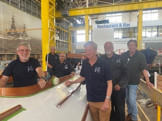 Portsmouth Naval Base Property Trust spends six years creating a replica of the CMB4R.
(From right to left) Team lead David Griffiths and volunteers Mike Scott, Hamo Thornycroft, Tim Deacon, Mike Finch and Steve Dawson with CMB4R